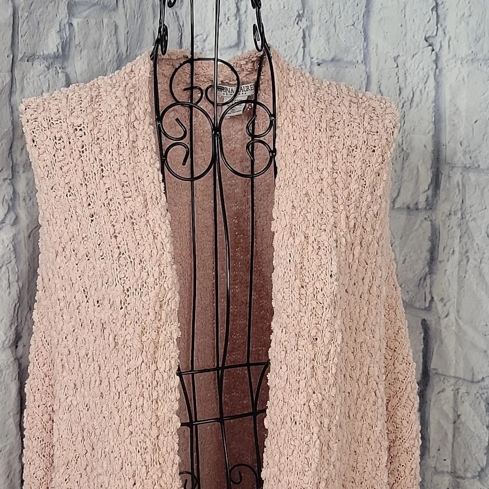 SABRINA LAUREN Pink‎ Fluffy Long Cardigan XL - Picture 2 of 7